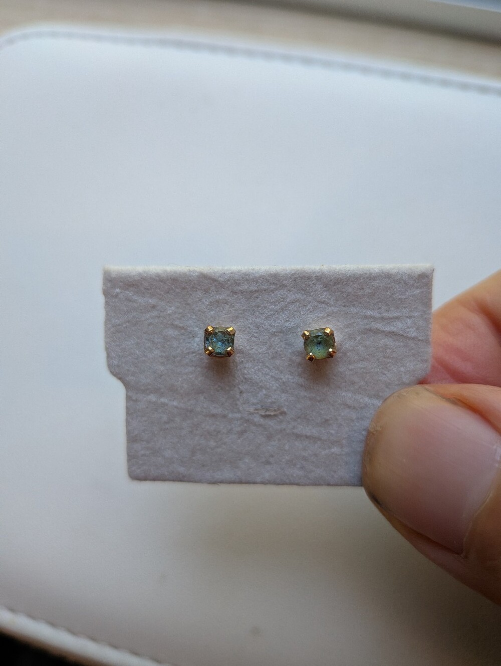 Blue Aquamarine Stud Earrings 10k Gold